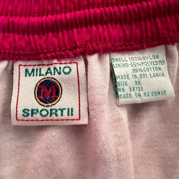Vintage Plus Size Hot Pink Milano SportII Size 3X Shiny Windbreaker Track Pants - Picture 3 of 6